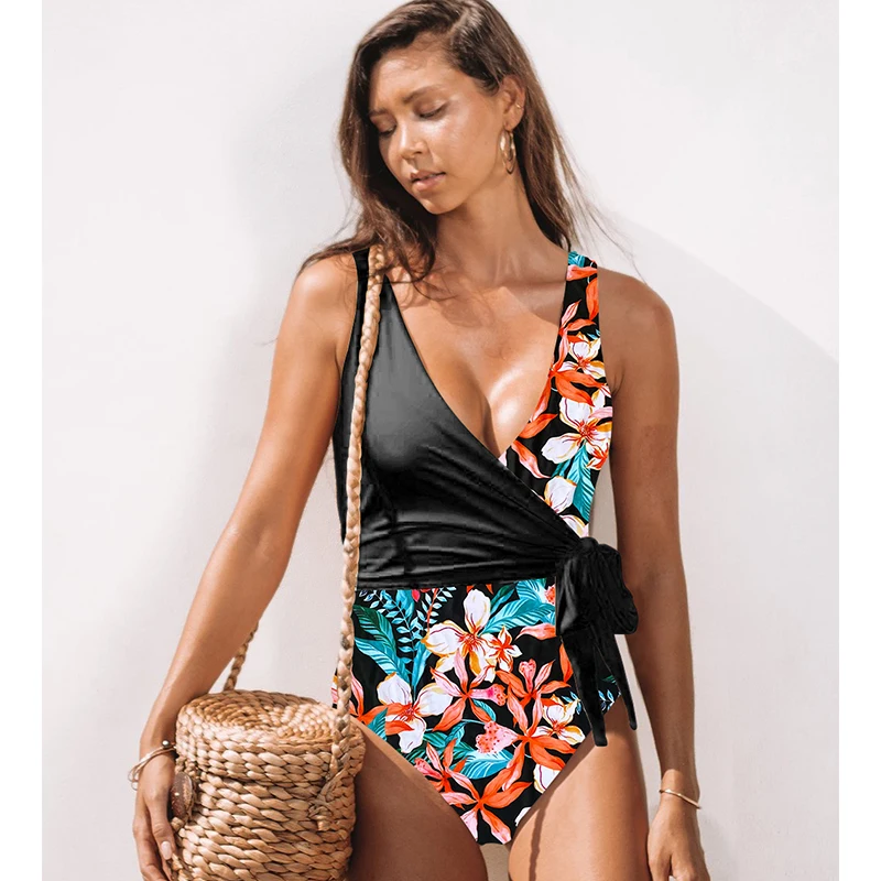 Новинка 2019 Цельный купальник для женщин Купальники пуш ап в стиле пэчворк