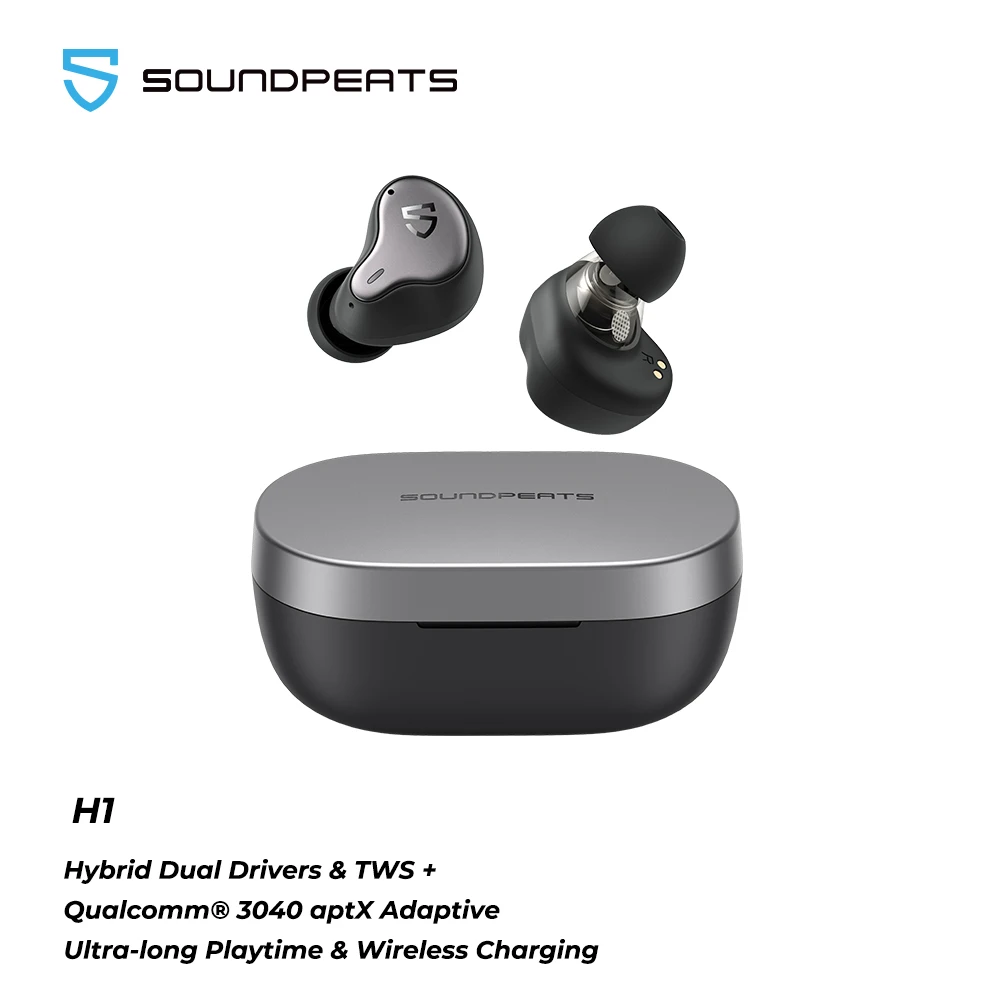 Наушники SOUNDPEATS H1 Hybrid Dual Driver TWS Bluetooth 5 2 Apt X QCC3040 hi fi звук Беспроводная зарядка