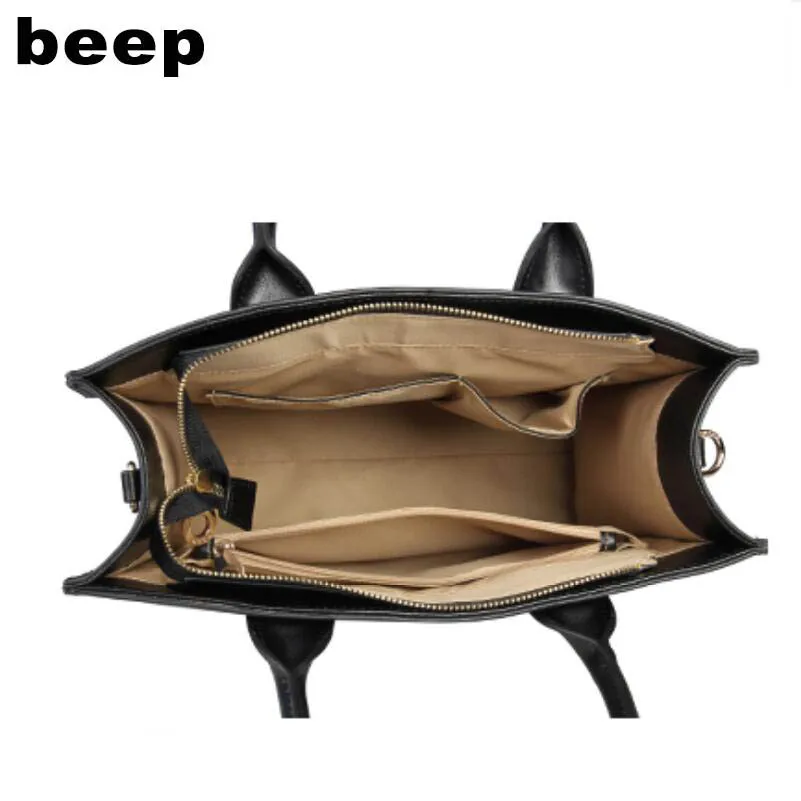 

Beep New Superior cowhide Luxury fashion women Genuine Leather bag Simple women leather tote shoulder bag big women's bag Big