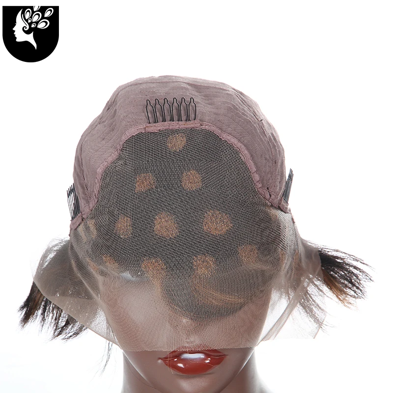 

Your Beanty Short Hair Front Lace Wig Black American Women13x4 Lace Closure Ombre Burg Color Wigs Blend Human Hair For Daily Use