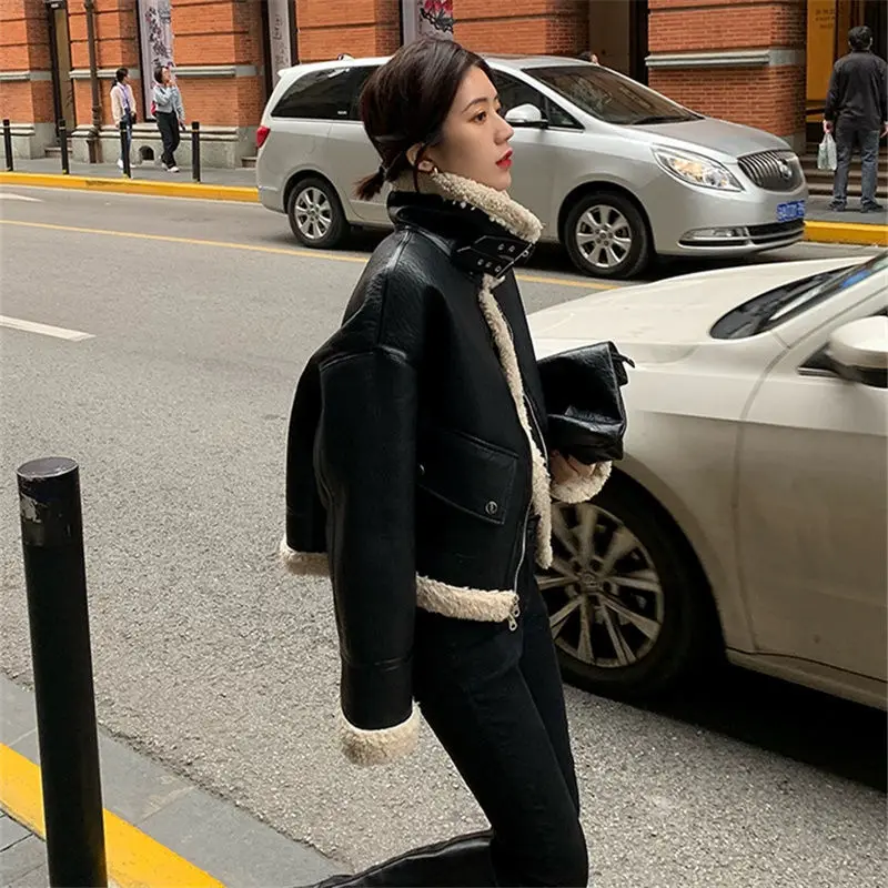 

Женская зимняя куртка из искусственной овечьей кожи, новинка 2021, женская уличная одежда, новое толстое Свободное пальто, женская Повседневн...