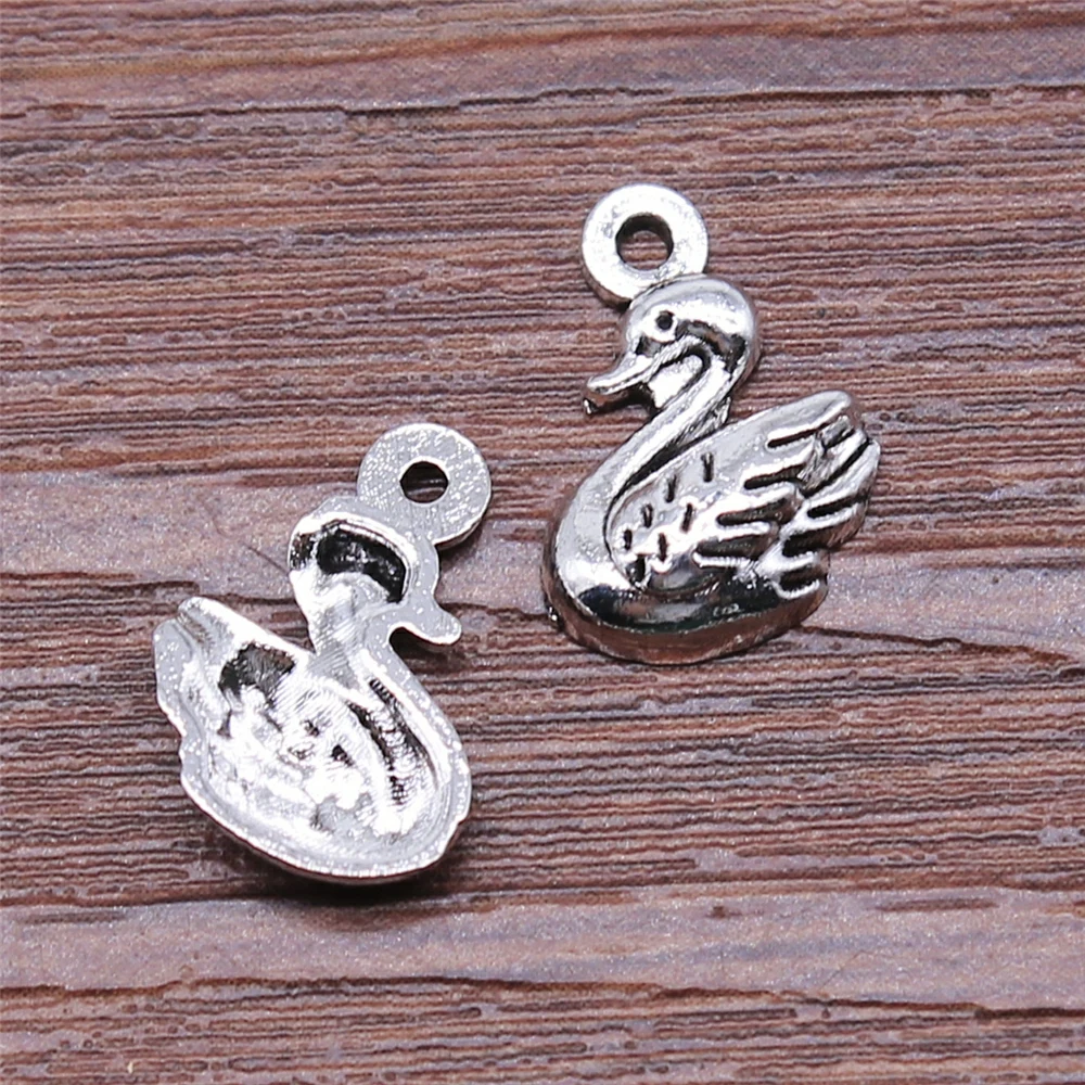

WYSIWYG 20pcs 11x14mm Antique Silver Color Swan Charms Pendant For Jewelry Making