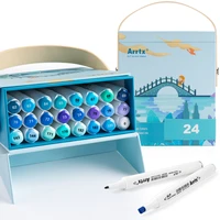 arrtx alp art marker pen 24 blue colors art markers double tip sketch markers alcohol based ink tones art supplies