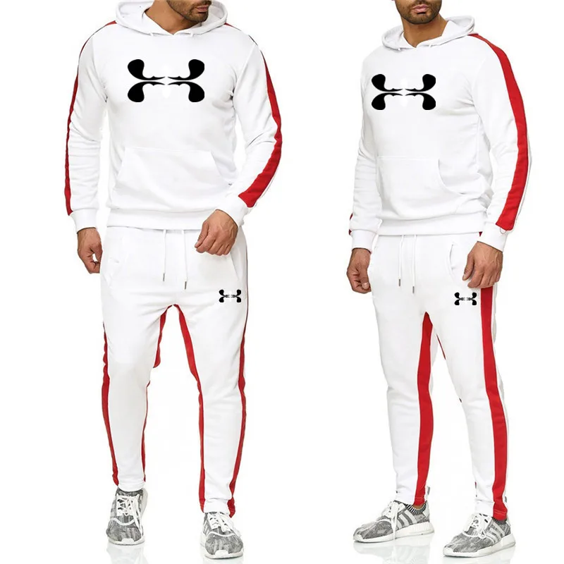 

2021 new thickened Plush men's running and fitness sportswear men's casual Hoodie + pants jogging suit
