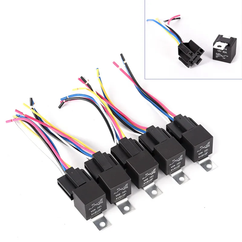 1 шт. Водонепроницаемый автомобильное реле 12v 5pin 40a с черный красный Медь терминал