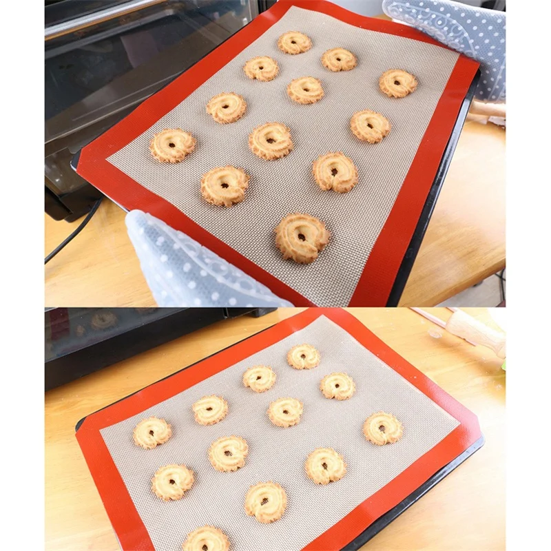 

2Pcs Non-Stick Silicone Baking Mat Pad Sheet Baking Pastry Tools Rolling Dough Mat Large Size for Cake Cookie Macaron Baking Pas