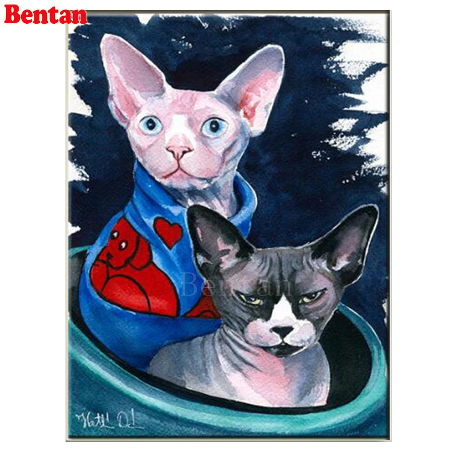 DIY квадратная круглая Алмазная вышивка Сфинкс кошки 5D мозаика Картина Вышивка