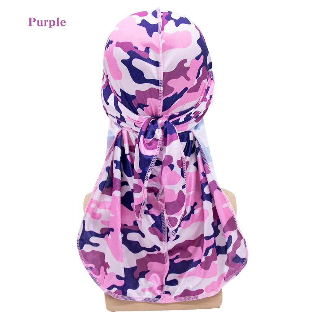 

Unisex Two-tone Silk Pirate Hat Durag Bandanna Turban Silky Long Tailed Women Scarf Chemo Caps Headpiece Headdress Durag