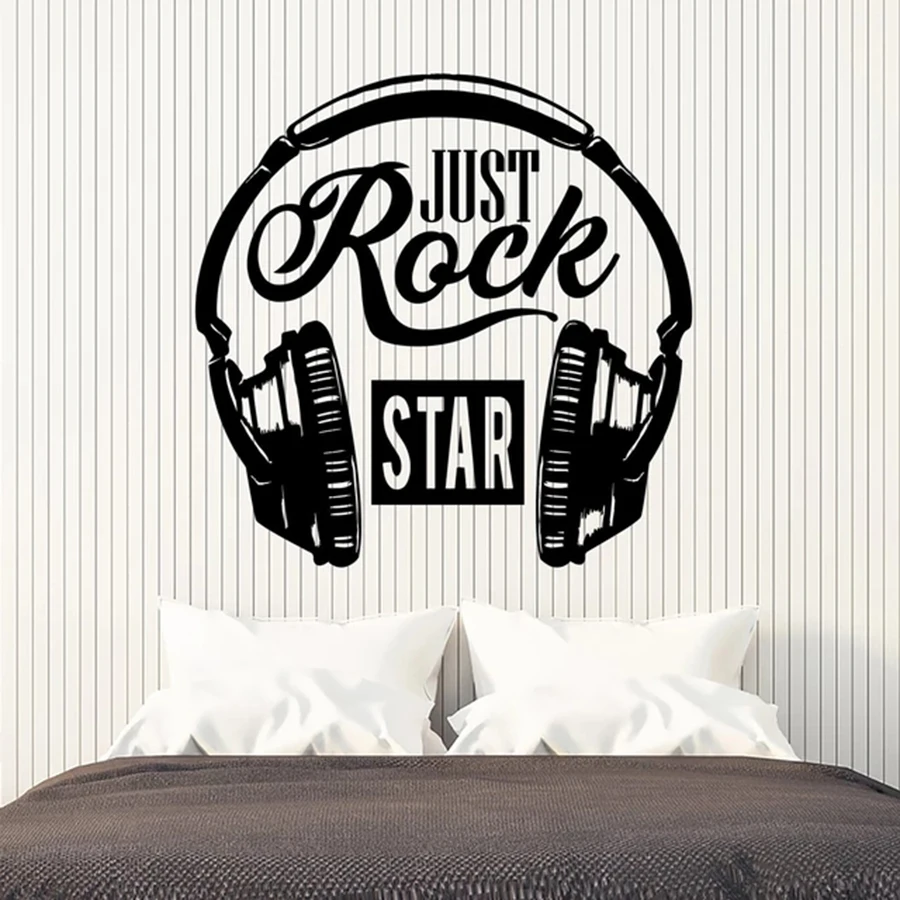 Наклейка Настенная виниловая с надписью Rock Music Lover | Дом и сад
