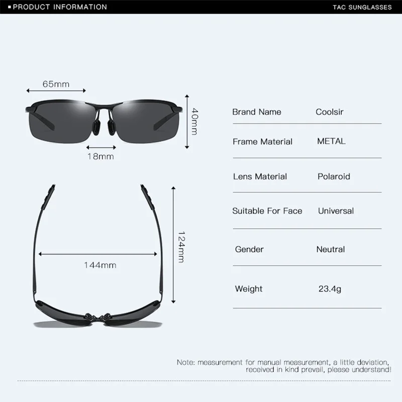 Coolsir бренд Для мужчин солнцезащитные очки 6115 половинной оправой оправа