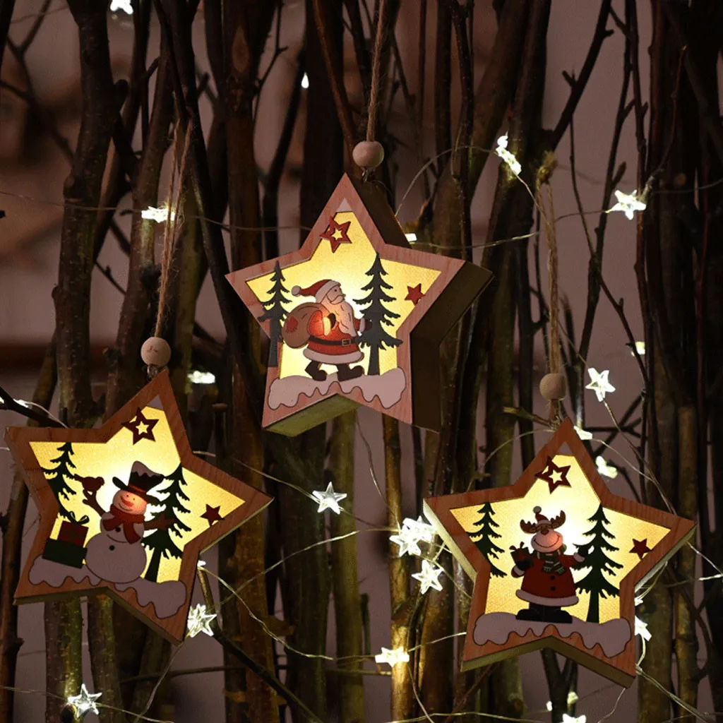 C Рождественский деревянный светодиодный светильник Санта Клаус дерево