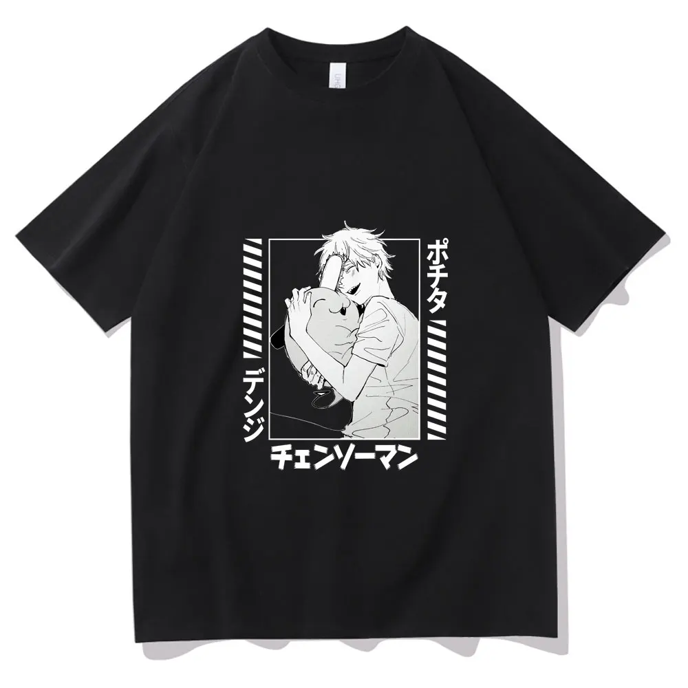 

Anime Chainsaw Man Denji Pochita Graphics Print T-shirt Men Women Oversized EU Size T Shirts Man Pure Cotton Tshirt Short Sleeve