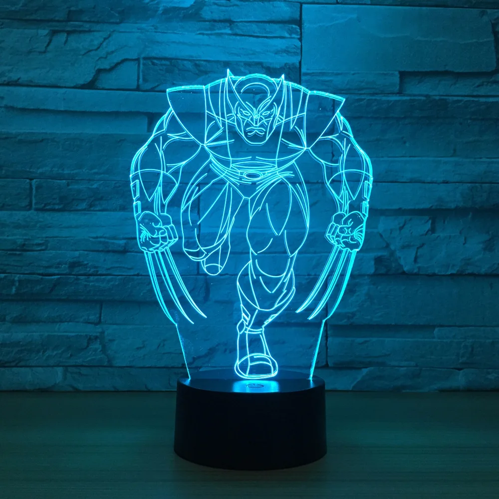 Росомаха 3D лампа 7 цветов светодиодный ночник для детей сенсорный USB Настольный
