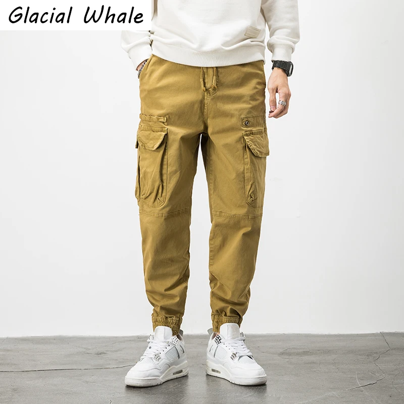 

GlacialWhale Mens Cargo Pants Men New Multi-pocket Pockets Trouser Japanese Streetwear Jogging Pants Hip Hop Cargo Pants for Men
