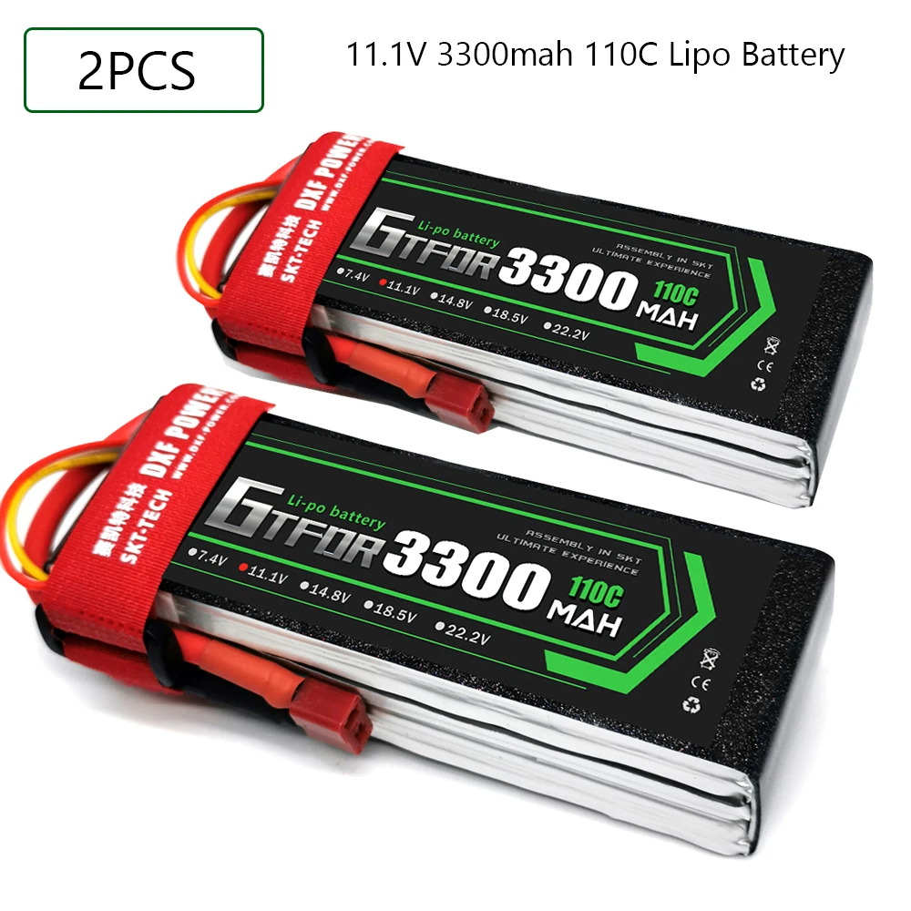 

GTFDR Lipo battery 11.1V 3300MAH 110C-220C AKKU 3S LiPo Battery Deans For truck fpv drone Rc Helicopter Boat 1/8 off road car