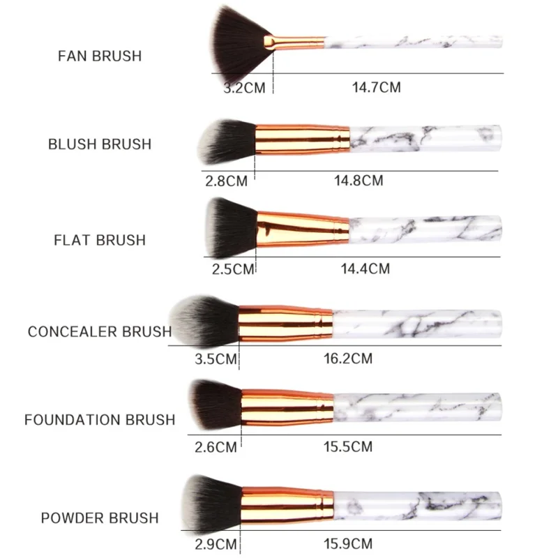 B 15 шт мраморная Кисть для макияжа Косметической Пудры основа тени век губы набор
