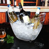 clear plastic ice bucket with handles wine champagne bottle storage cooler 4l