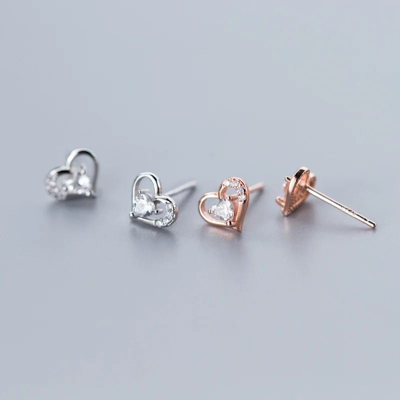 Trusta 925 пробы серебряные ювелирные изделия модные милые миниатюрные 8 мм X 7 мм полые серьги-гвоздики в форме сердца подарок для девочек, детей, леди DS514
