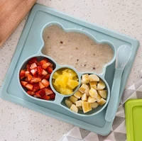 bear kid baby bowl dishes lunch box children infant baby rice feeding bowl silicone snack plate tableware fda free