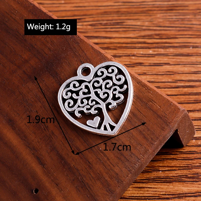 

20pcs 17*19mm Metal Love Heart Charms Jewelry Making Handmade Craft Life Tree Charms for Necklaces Pendants Earrings DIY Fitting
