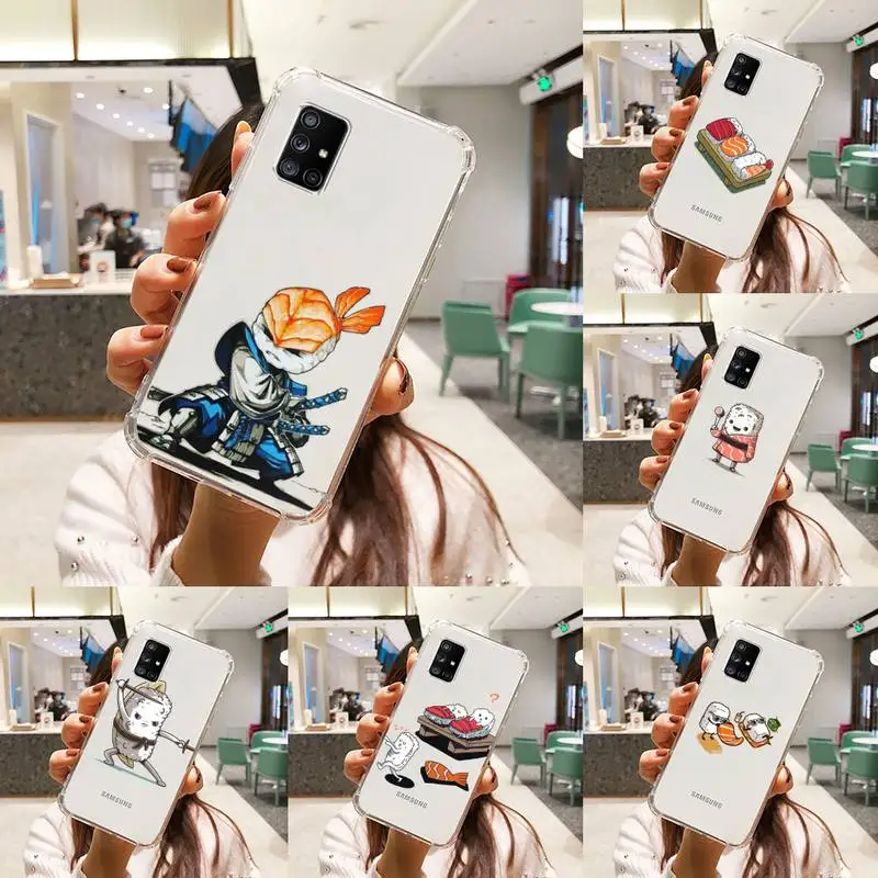 

cute cartoon sushi Phone Case Transparent For Samsung S A M J 21 20 50 30 60 5 7 51 71 90 11 10 J710 e p PLUS Prime 5G