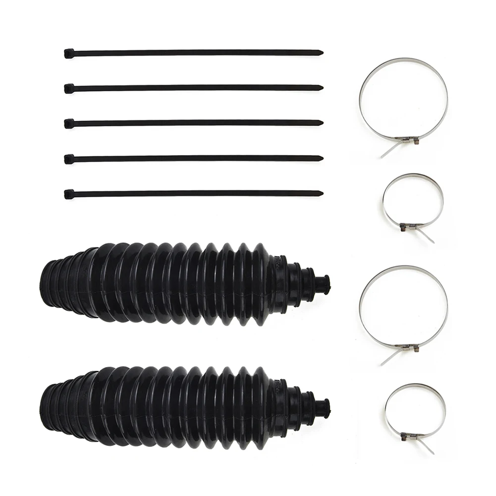 

2pcs/set Universal Silicone Rack Pinion Steering Gaiter Pinion Boots+Cable Ties+Clamp Kit Durable Silicone+Metal Gear Leggings