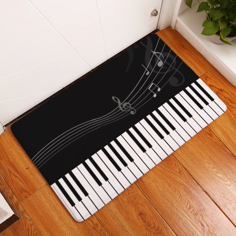 

Musical Piano Note Print Hallway Entrance Doormat Geometric Pattern Bathroom Carpet Home Decor Absorbant Kitchen Floor Rug