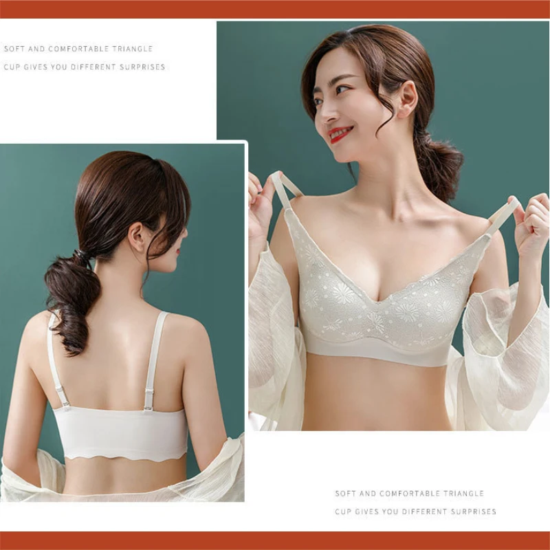 

3pcs Latex Seamless Bras For Women Underwear Brassiere Push Up Bralette With Pad Vest Top Bra