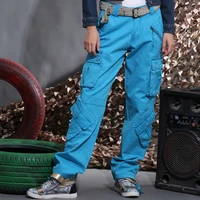new arrival male and female couples trousers autumn winter women blue cargo pants mens joggers hip hop jeans many pockets