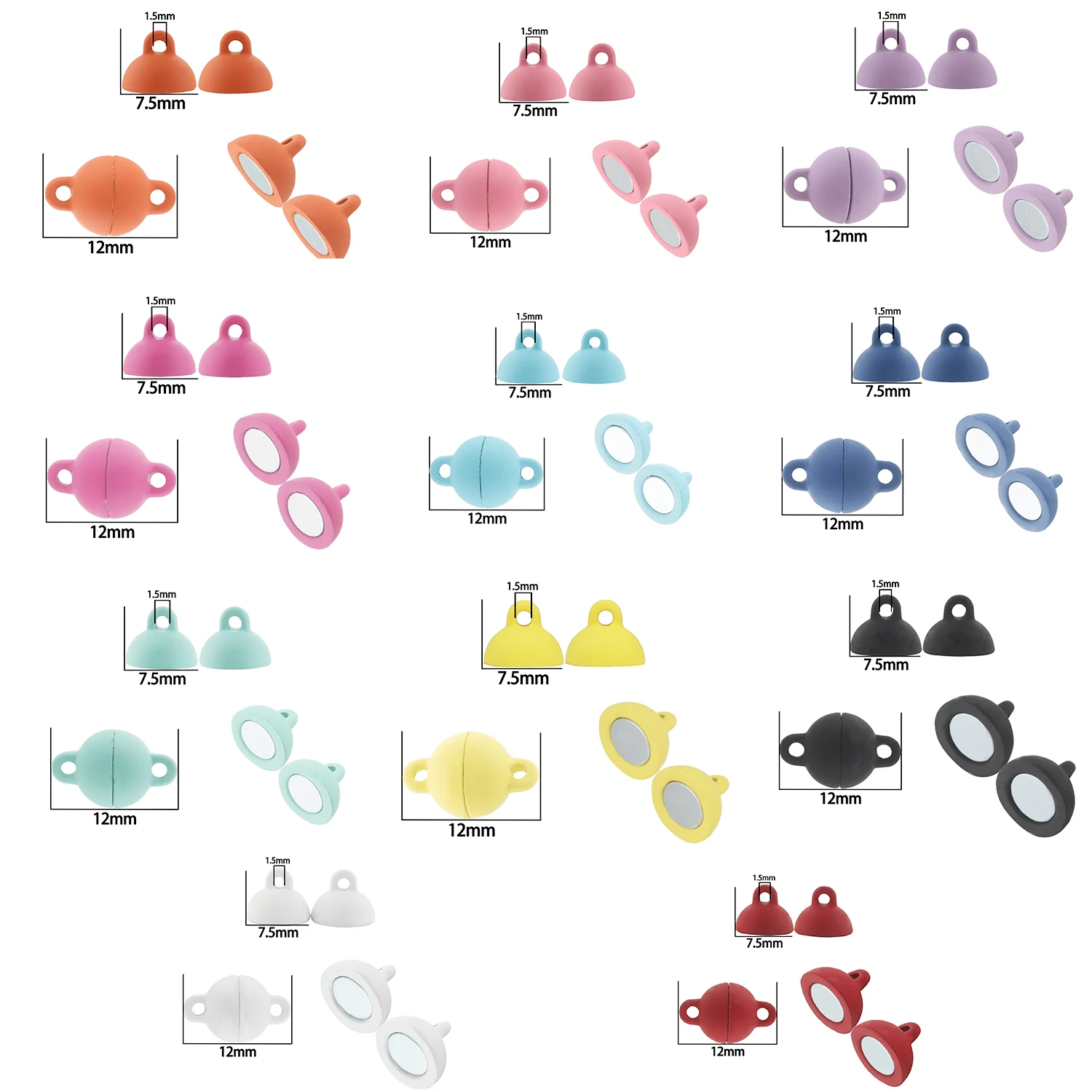 5Sets Love Heart Ball Shaped Metal Strong Magnetic Clasps Connected End Caps For Jewelry Making DIY Couple Bracelet Necklace - купить по