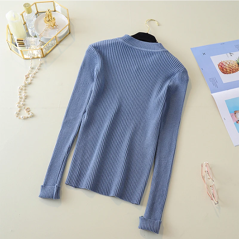 Female Knit V-Neck England Style Sweaters Basic Women autumn Winter Long Sleeve Pullovers feminine Soft Orange Tops jumpers 2019 | Женская