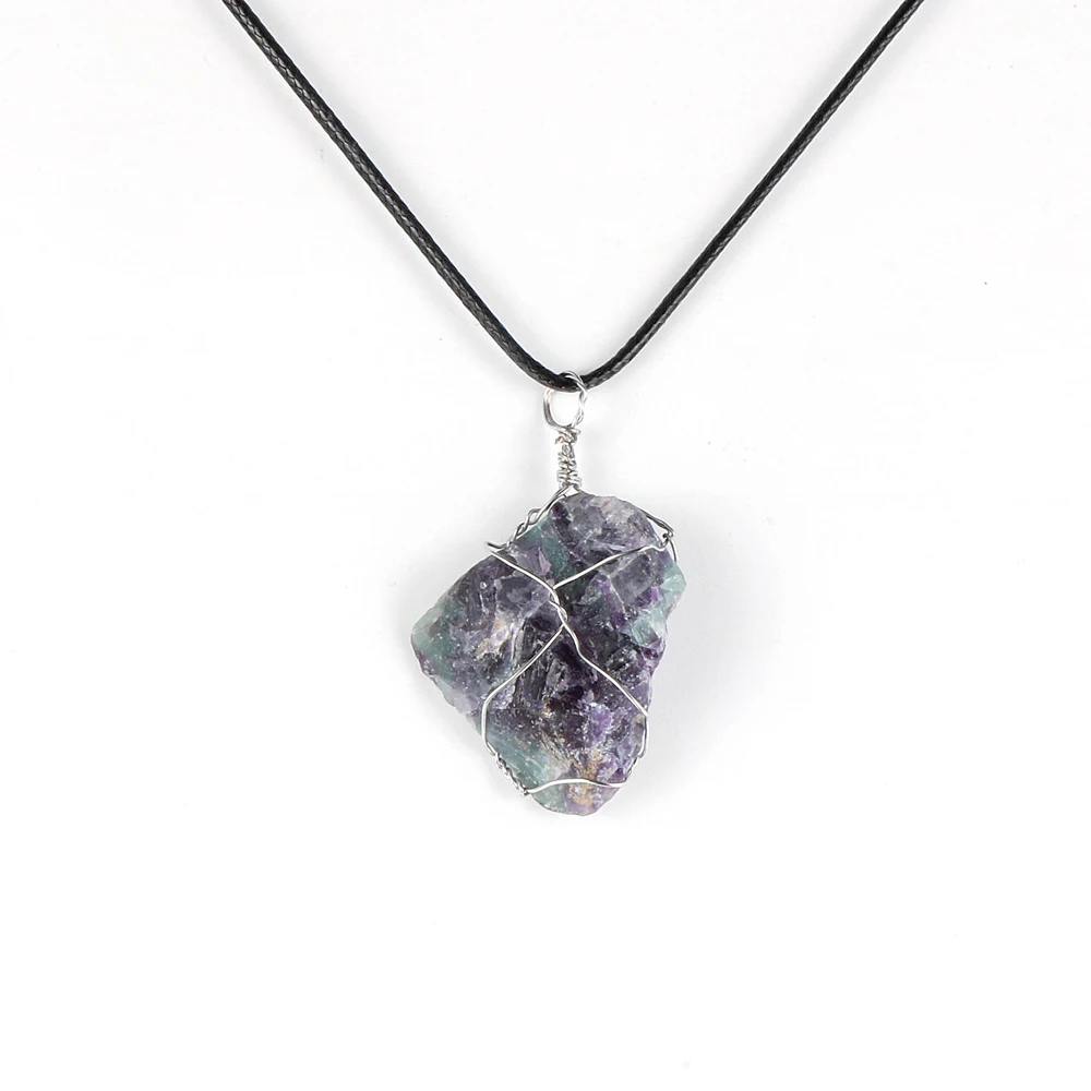 Женская и Мужская 25 45 мм натуральный цветной флюорит ожерелье с кулоном из