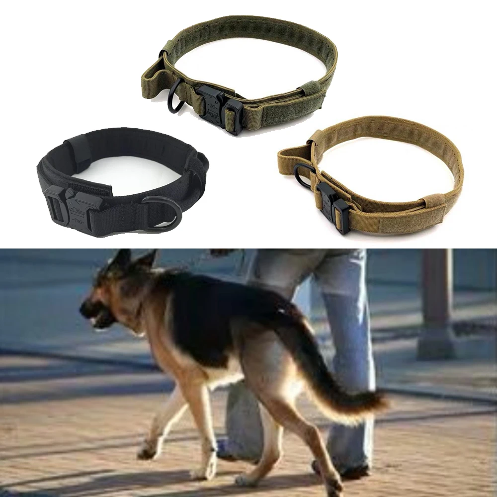Нейлоновый ошейник для собак Регулируемый военный тактический тренировочный