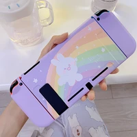 rainbow bunny cute purple soft protective case shell for nintendo switch for girls