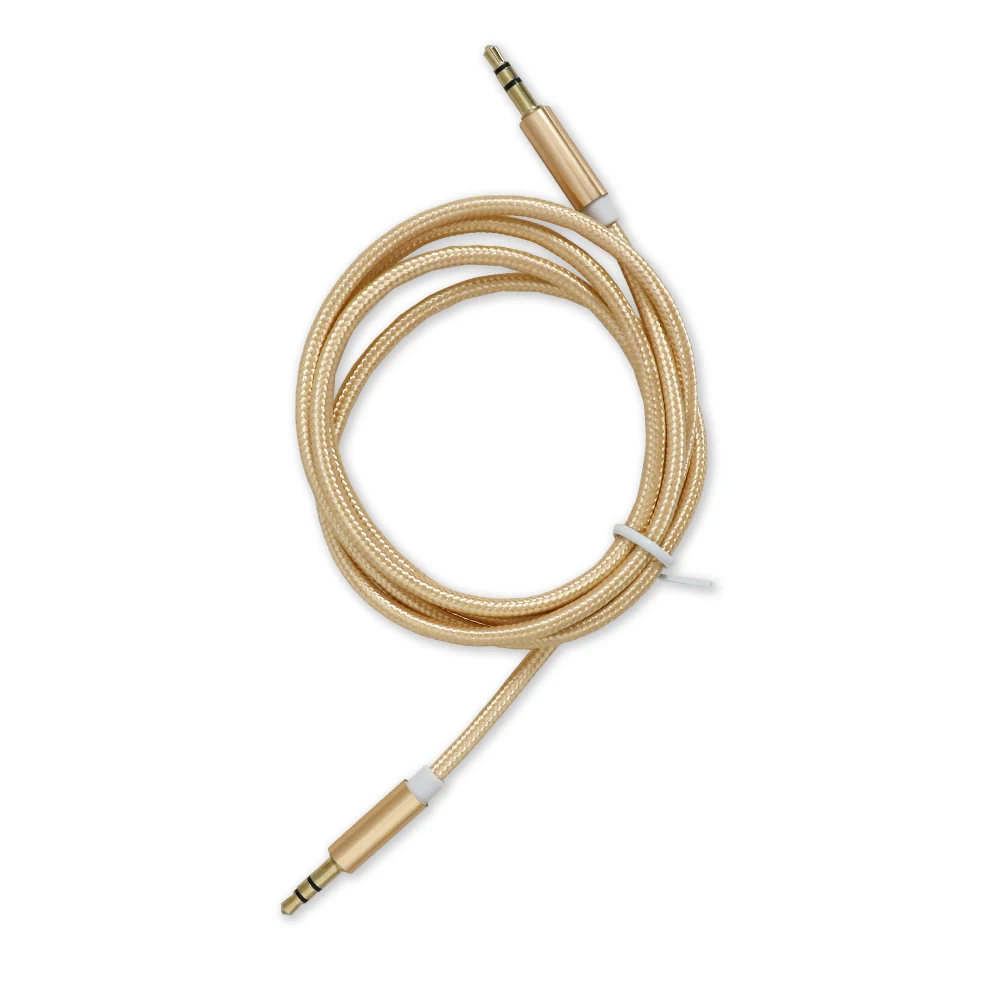 Nylon Jack Audio Cable 3.5 mm to 3.5mm Aux Cable 2m 3m Male to Male Kabel Gold Plug Car Aux Cord for Phone