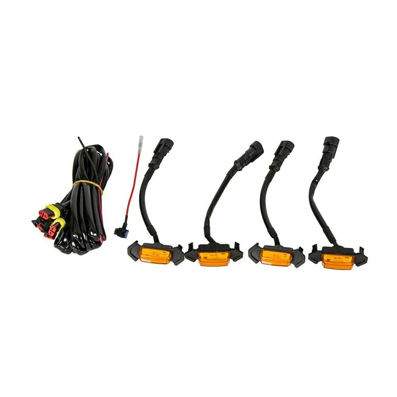 4 шт. передняя решетка для автомобиля желтые светодиодные фары Toyota Tacoma с грилем TRD