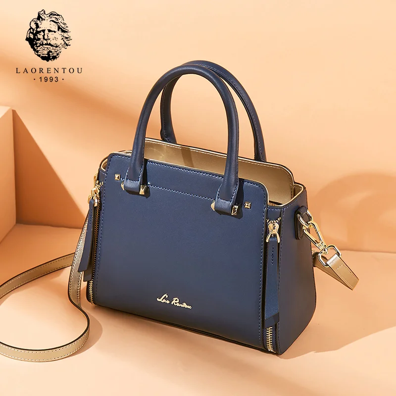 Элегантная дамская сумочка LAORENTOU из кожи элегантный вместительный тоут синего