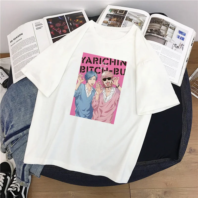 

Women's T-Shirt Clothing Yarichin Club T Shirt Harajuku Casual Short Sleeve Hip-hop Oversized T Shirt Ulzzang Tops Anime T-shirt