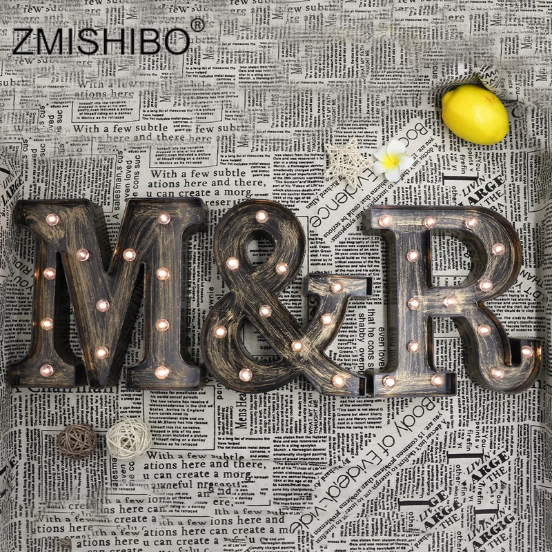 ZMISHIBO светодиодная Ночная лампа в промышленном стиле с 26 буквами Настенная