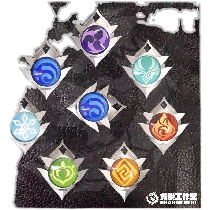 Genshin Impact Elemental Glowing Weapon God's Eye Cute Badge Metal Button Brooch Pins Collection Souvenir Cosplay  Collection