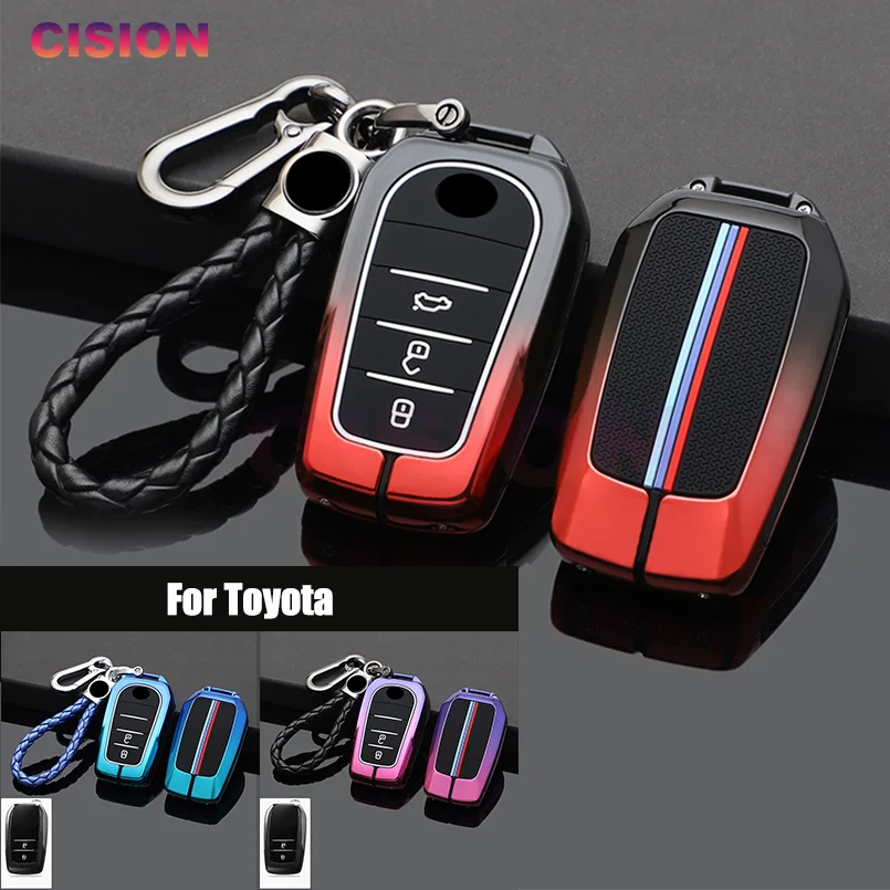 

Zinc Alloy Car Key Fob Case Cover For Toyota Fortuner Innova CHR RAV4 Auris Avensis Prius Camry Highlander Remote Holder Shell