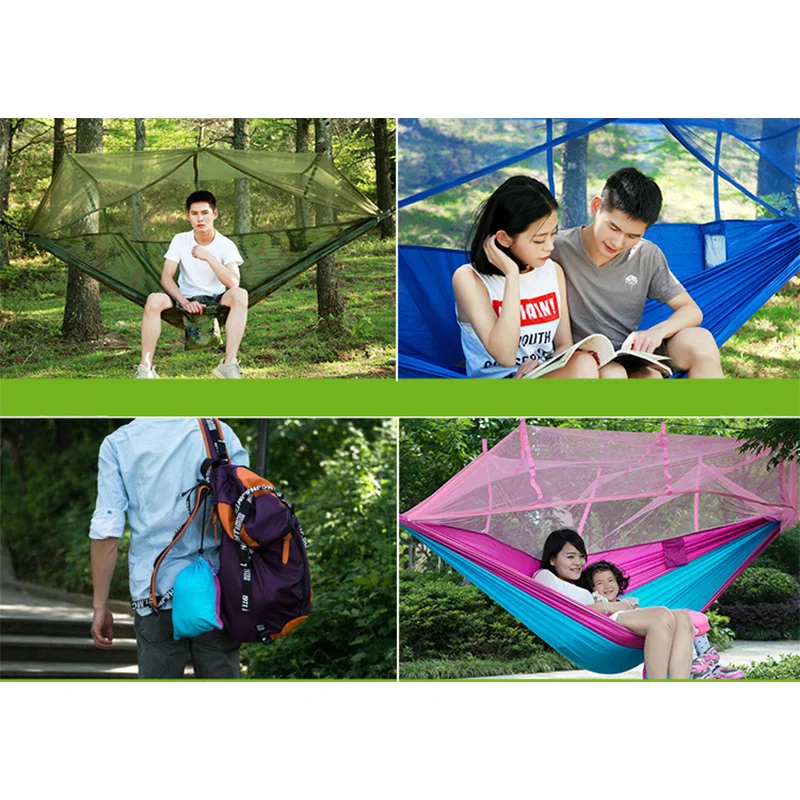 

Ultralight nylon double hammock with Mosquito net Portable Outdoor parachute Hunting Camping aerial tent 1-2 person 260*140 cm