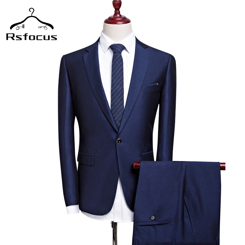 

Роскошные темно-синие Бриджи Rsfocus для мужчин, свадебные новейшие дизайнерские пиджаки и брюки, облегающее мужское Деловое платье, мужской к...