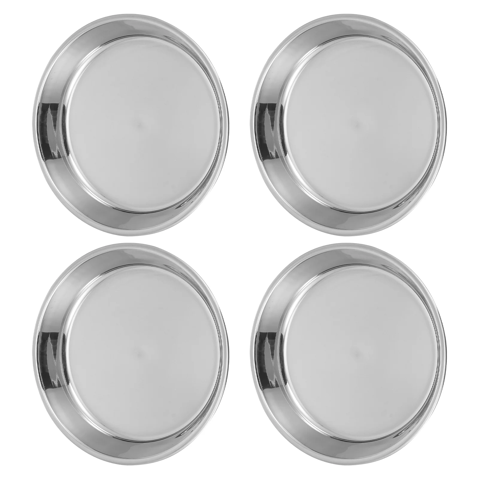 

4Pcs Stainless Steel Plates Creative Serving Plates Snack Trays (Silver)