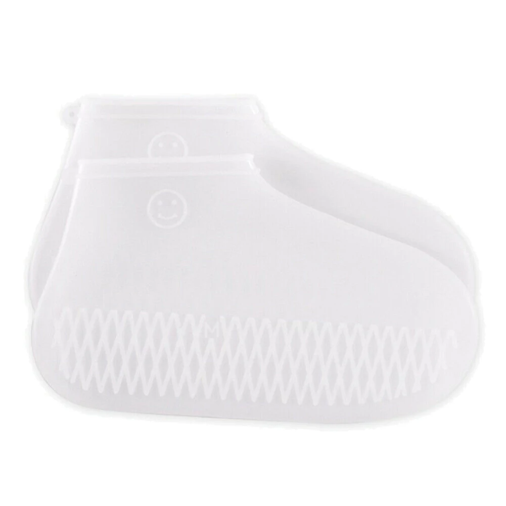 White S 1 Pair Reusable Shoe Covers Waterproof Silicone Rain Boots Overshoes Women Men Anti-Slip Outdoor Shoe Protector P7Ding - Color: White S