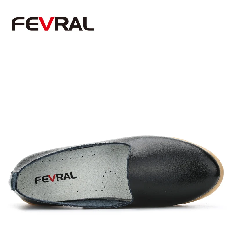 Женские Повседневные балетки FEVRAL мягкие лоферы из натуральной кожи слипоны на