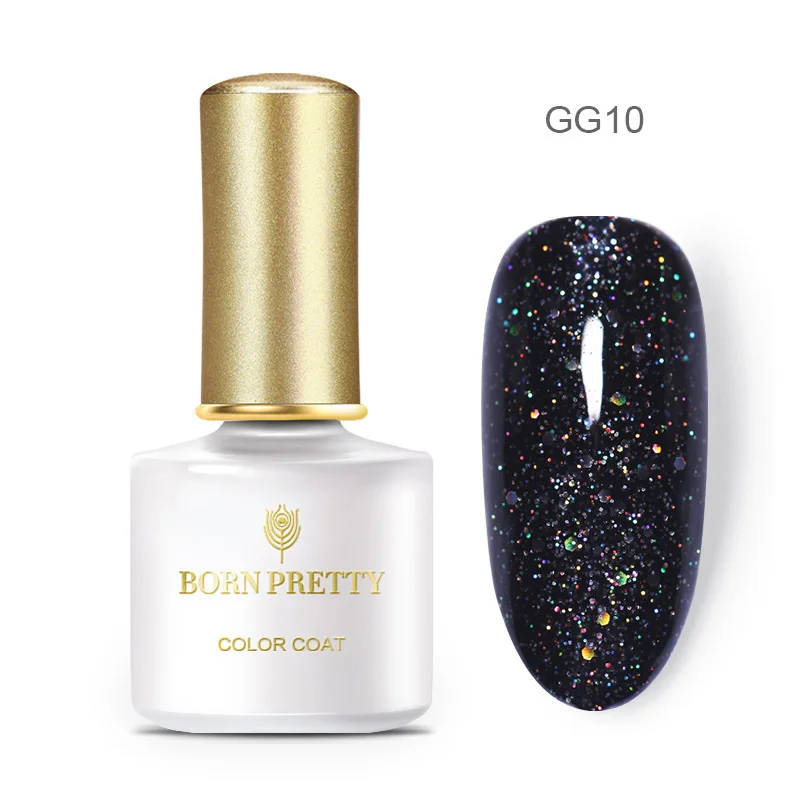 GG10 Born pretty, голографическая Лазерная лака для ногтей, Гель-лак с блестками, впитывающий УФ Гель-лак для ногтей, красочный лак для ногтей, маникюрный дизайн, сделай сам, 6 мл - Цвет: GG10