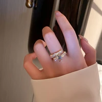 rings zipper opening adjustable ring temperament fashion hand jewelry niche design with diamond zircon personalized party ring