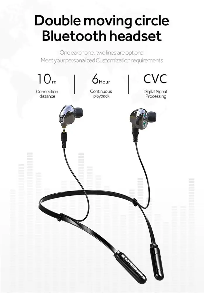 FMJ M2 BT-MN Bluetooth v5.0 наушники двойной динамический круглый сменный провод true 4D для