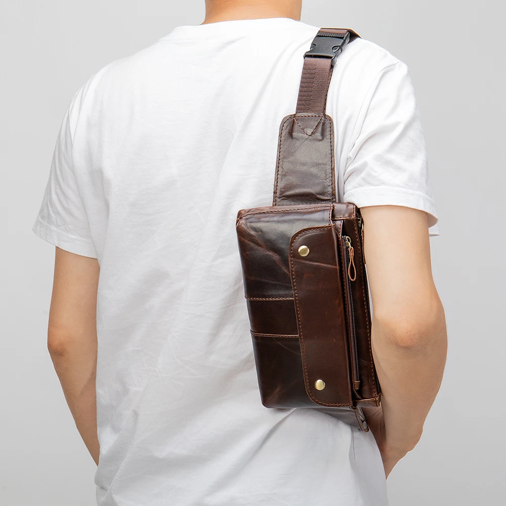 Мужская поясная сумка MVA из натуральной кожи для мужчин масляная кожаная мужская